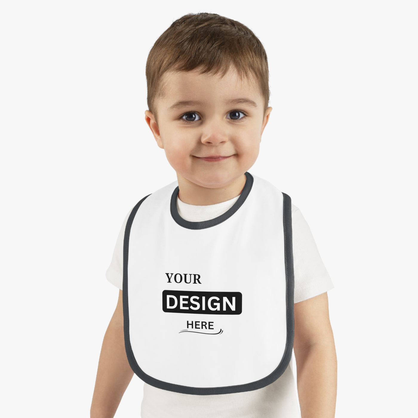 Bavoir en jersey à bordure contrastée pour bébé personnalisé